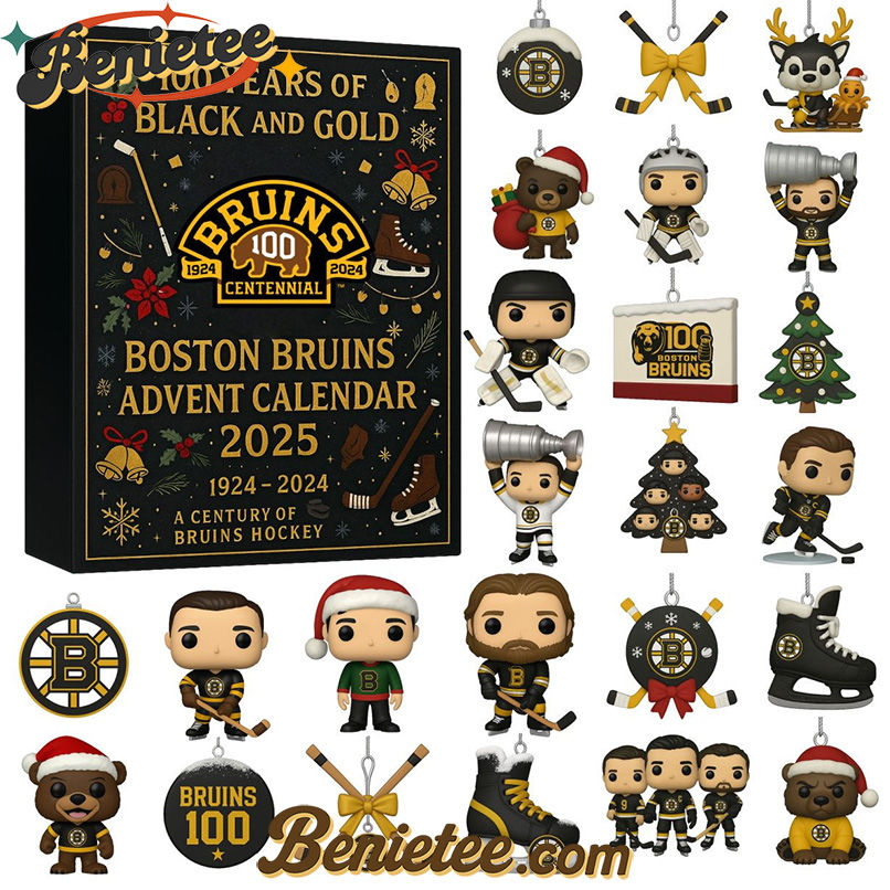Boston Bruins Advent Calendar, Christmas Countdown Advent Calendar Gift Box with 24 Acrylic Ornaments