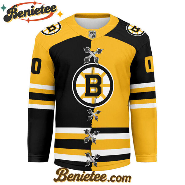 Boston Bruins - Premium NHL Personalized Split Color Hockey Jersey
