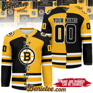 Boston Bruins - Premium NHL Personalized Split Color Hockey Jersey
