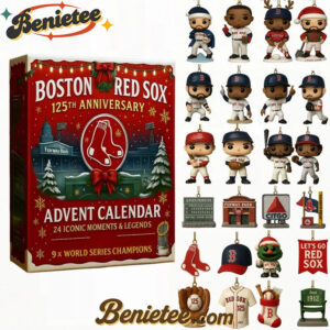 Boston Red Sox Advent Calendar 2025 125TH ANNIVERSARY Christmas Gift, Christmas Idea, Christmas Countdown Advent Calendar Gift Box with 24 Acrylic Ornaments