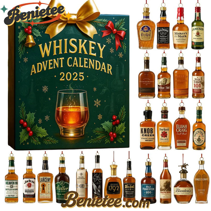 Bourbon Whiskey Advent Calendar, Christmas Countdown Advent Calendar Gift Box with 24 Acrylic Ornaments