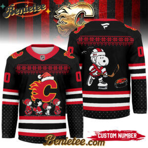 Calgary Flames - Premium NHL Peanuts Snoopy Hockey Jersey Ver 2