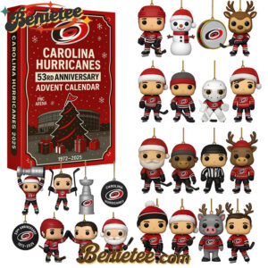 Carolina Hurricanes 53rd Anniversary Advent Calendar 2025, Christmas Countdown Advent Calendar Gift Box with 24 Acrylic Ornaments