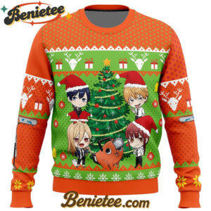 Chibi Chainsaw Man Ugly Christmas Sweater
