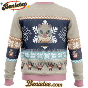 Chibi Christmas Inosuke Hashibira Demon Slayer Ugly Christmas Sweater