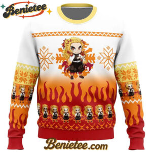 Chibi Christmas Kyojuro Rengoku Demon Slayer Ugly Christmas Sweater
