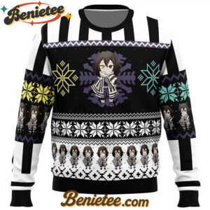Chibi Christmas Obanai Iguro Demon Slayer Ugly Christmas Sweater