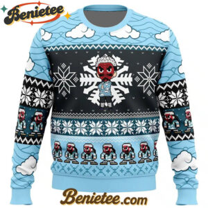 Chibi Christmas Urokodaki Sakonji Demon Slayer Ugly Christmas Sweater