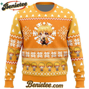 Chibi Christmas Zenitsu Agatsuma Demon Slayer Ugly Christmas Sweater