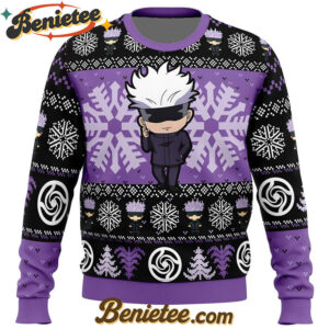 Chibi Satoru Gojo Jujutsu Kaisen Ugly Christmas Sweater
