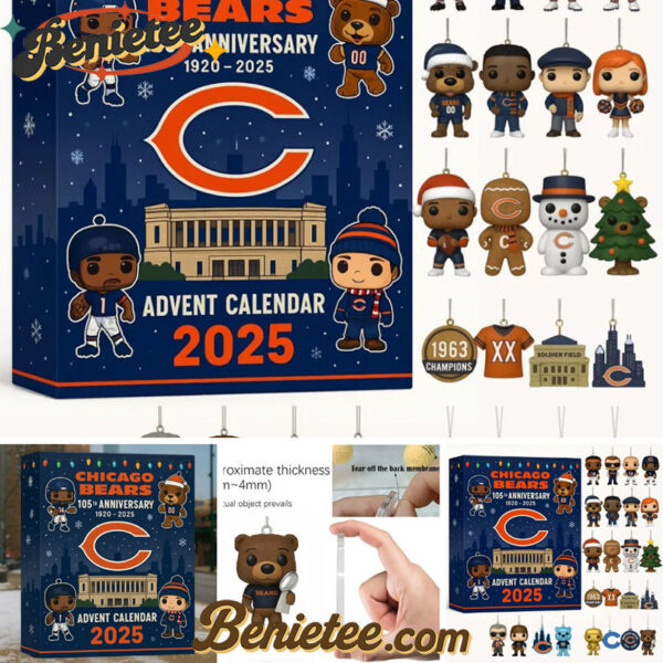 Chicago Bears 2025 Advent Calendar 105th anniversary (1920 “ 2025) Christmas Idea, Christmas Gift, Christmas Countdown Advent Calendar Gift Box with 24 Acrylic Ornaments