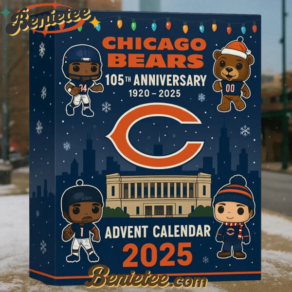 Chicago Bears Advent Calendar 2025 105TH ANNIVERSARY Christmas Gift, Christmas Idea, Christmas Countdown Advent Calendar Gift Box with 24 Acrylic Ornaments
