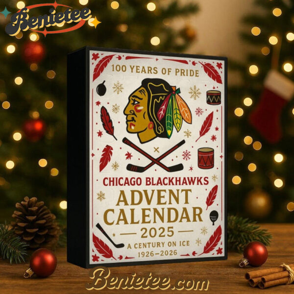 Chicago Blackhawks 100th Anniversary Advent Calendar, Christmas Countdown Advent Calendar Gift Box with 24 Acrylic Ornaments