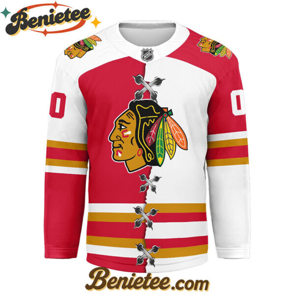 Chicago Blackhawks - Premium NHL Personalized Split Color Hockey Jersey