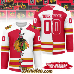Chicago Blackhawks - Premium NHL Personalized Split Color Hockey Jersey
