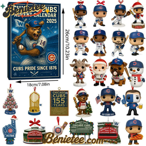 Chicago Cubs Advent Calendar 2025 149TH ANNIVERSARY Christmas Gift, Christmas Idea, Christmas Countdown Advent Calendar Gift Box with 24 Acrylic Ornaments