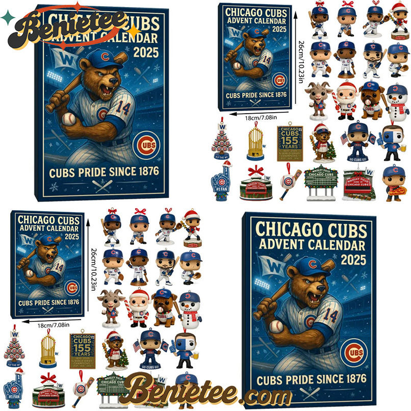 Chicago Cubs Advent Calendar 2025 149th Anniversary Christmas Gift, Christmas Idea, Christmas Countdown Advent Calendar Gift Box with 24 Acrylic Ornaments