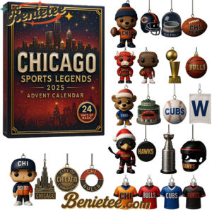 Chicago Sports Advent Calendar 2025, Christmas Countdown Advent Calendar Gift Box with 24 Acrylic Ornaments