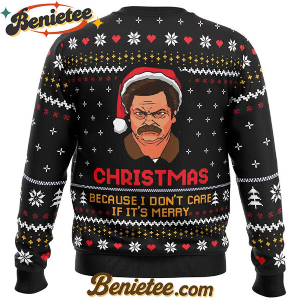 Christmas Because I Don't Care Parks and Recreation Ugly Christmas Sweater