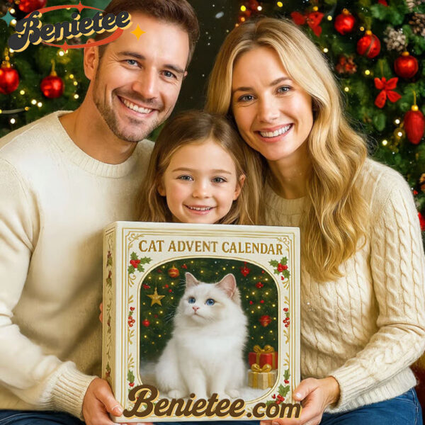 Christmas Cat Advent Calendar, Christmas Countdown Advent Calendar Gift Box with 24 Acrylic Ornaments