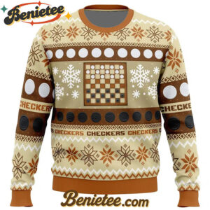 Christmas Checkers Board Games Ugly Christmas Sweater