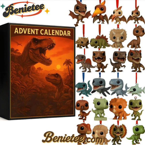 Christmas Gift - Jurassic Park 2025 Advent Calendar A Roaring Countdown to Christmas, Christmas Countdown Advent Calendar Gift Box with 24 Acrylic Ornaments