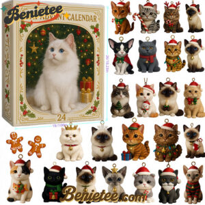 Christmas Gift - Purrfect Christmas - Cat Lovers Advent Calendar 2025, Christmas Countdown Advent Calendar Gift Box with 24 Acrylic Ornaments