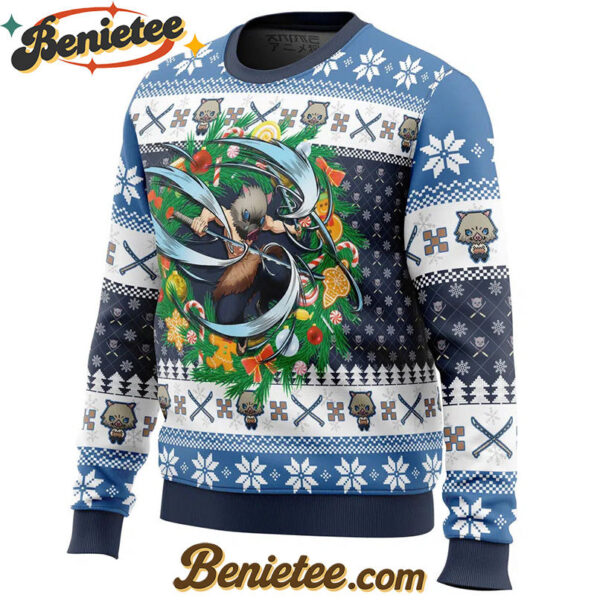 Christmas Hashibira Inosuke Demon Slayer Ugly Christmas Sweater