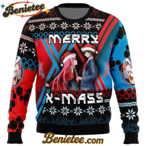 Christmas Hiro and Zero Two Darling In The FranXX Ugly Christmas Sweater