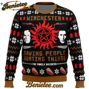 Christmas with the Winchesters Supernatural Ugly Christmas Sweater