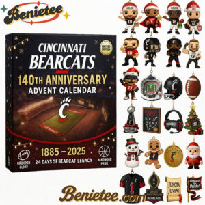 Cincinnati Bearcats 140th Anniversary Advent Calendar 2025, Christmas Countdown Advent Calendar Gift Box with 24 Acrylic Ornaments