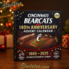 Cincinnati Bearcats 140th Anniversary Advent Calendar 2025, Christmas Countdown Advent Calendar Gift Box with 24 Acrylic Ornaments