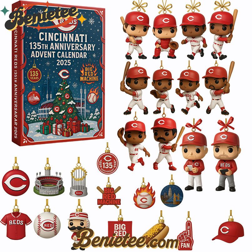 Cincinnati Reds Advent Calendar 2025 50th Anniversary Christmas Gift, Christmas Idea, Christmas Countdown Advent Calendar Gift Box with 24 Acrylic Ornaments