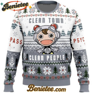 Clean Town Clean People Psycho-Pass Ugly Christmas Sweater