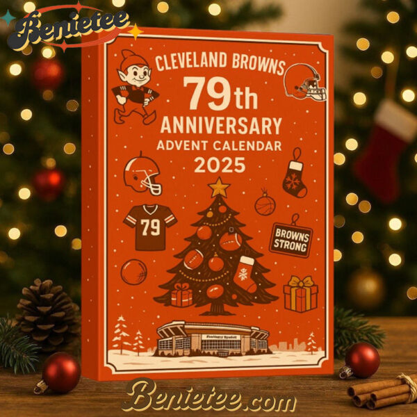 Cleveland Browns 79th Anniversary Advent Calendar, Christmas Countdown Advent Calendar Gift Box with 24 Acrylic Ornaments