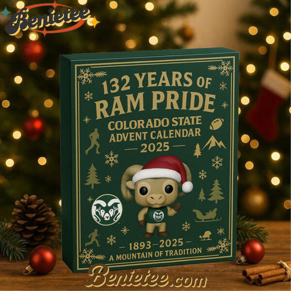 Colorado State Rams 132nd Anniversary Advent Calendar, Christmas Countdown Advent Calendar Gift Box with 24 Acrylic Ornaments