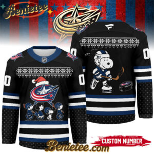 Columbus Blue Jackets - Premium NHL Peanuts Snoopy Hockey Jersey Ver 2