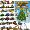 Construction Vehicles Advent Calendar 2025, Christmas Countdown Advent Calendar Gift Box with 24 Acrylic Ornaments