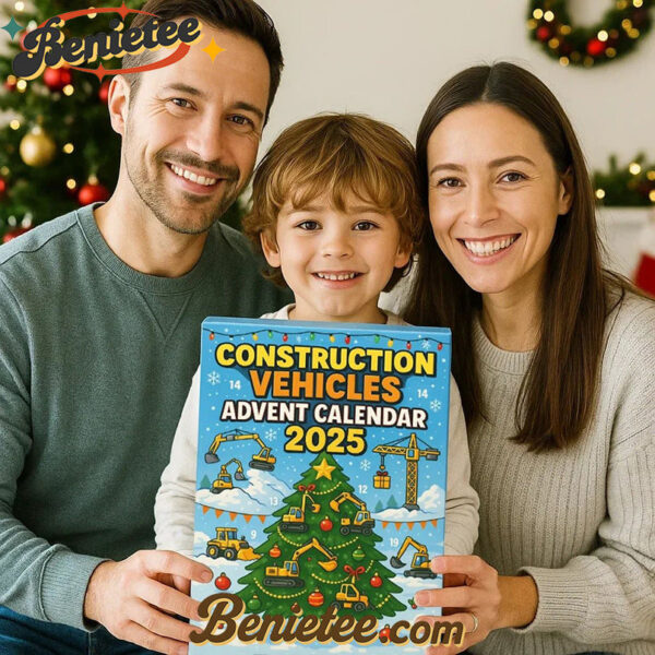 Construction Vehicles Advent Calendar 2025, Christmas Countdown Advent Calendar Gift Box with 24 Acrylic Ornaments