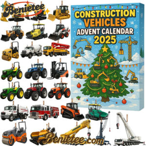Construction Vehicles Advent Calendar 2025, Christmas Countdown Advent Calendar Gift Box with 24 Acrylic Ornaments
