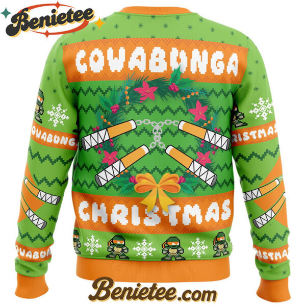 Cowabunga Michaelangelo Christmas Teenage Mutant Ninja Turtles Ugly Christmas Sweater