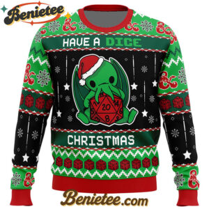 Cthulhu Have A Dice Dungeons & Dragons Ugly Christmas Sweater