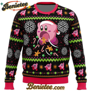 Cute Pink Hungry Kirby's Dream Land Ugly Christmas Sweater