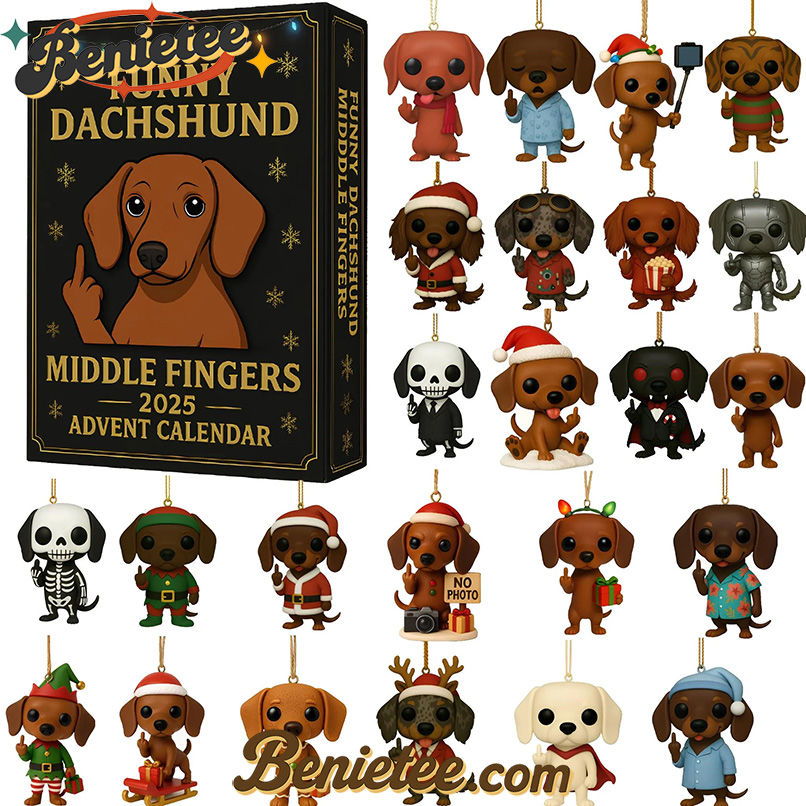 Dachshund Advent Calendar, Christmas Countdown Advent Calendar Gift Box with 24 Acrylic Ornaments