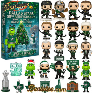 Dallas Stars 58th Anniversary Advent Calendar 2025, Christmas Countdown Advent Calendar Gift Box with 24 Acrylic Ornaments