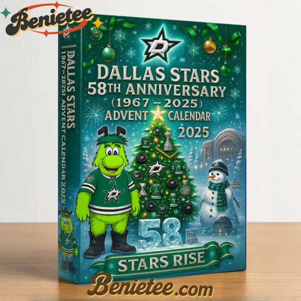 Dallas Stars 58th Anniversary Advent Calendar 2025, Christmas Countdown Advent Calendar Gift Box with 24 Acrylic Ornaments