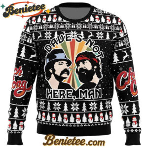 Dave's Not Here Man Cheech and Chong Ugly Christmas Sweater