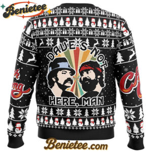 Dave's Not Here Man Cheech and Chong Ugly Christmas Sweater