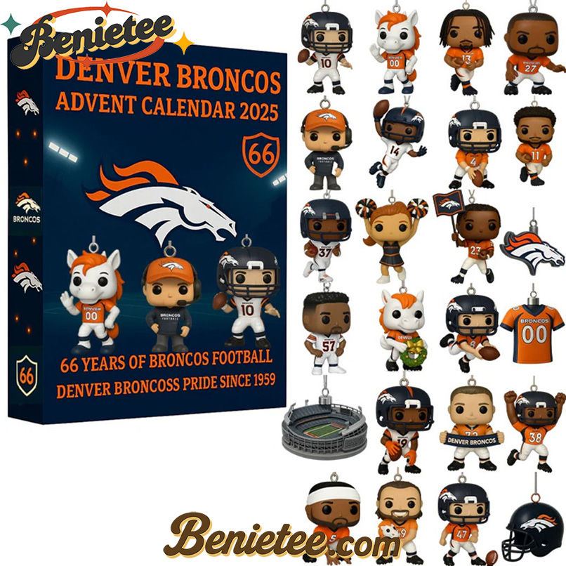 Denver Broncos Advent Calendar 2025 - 66th Anniversary Limited Edition Christmas Gift, Christmas Idea, Christmas Countdown Advent Calendar Gift Box with 24 Acrylic Ornaments