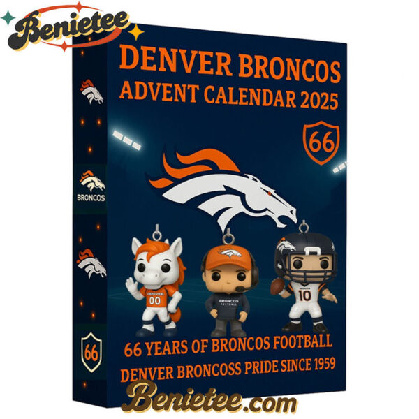 Denver Broncos Advent Calendar 2025 – 66th Anniversary Limited Edition Christmas Gift, Christmas Idea, Christmas Countdown Advent Calendar Gift Box with 24 Acrylic Ornaments